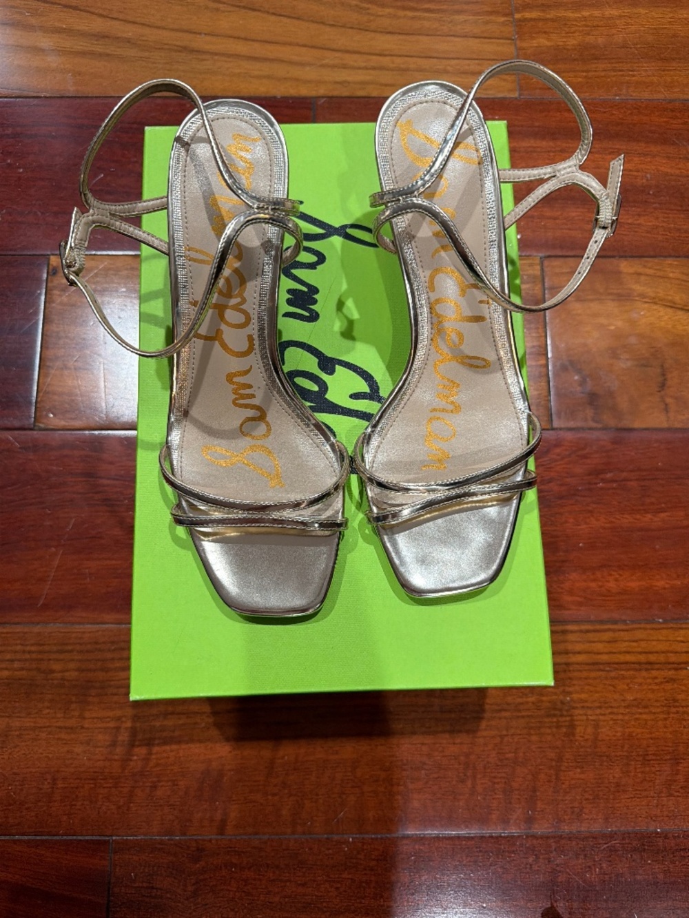 Sam Edelman Metallic Strappy Heel Sandals – Gold/Champagne